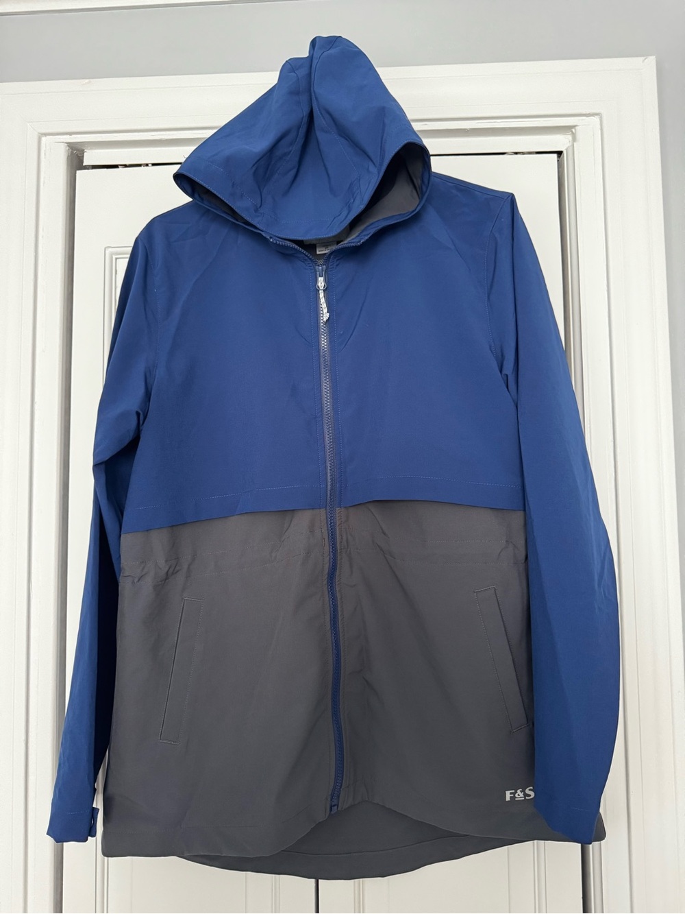 Field & Stream Blue and Gray Hooded Rain Jacket
